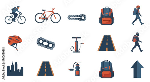 Transportation icons on white background.
