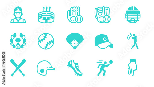Set of sports and active lifestyle icons in outline style.