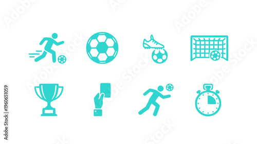 Icons of sports activities, trophies, and events.