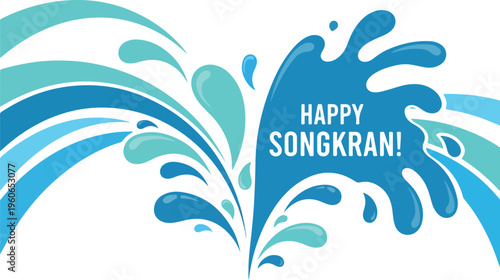 Happy Songkran! Water Splashes and Waves Create a Festive and Joyful Celebration of the Thai New Year