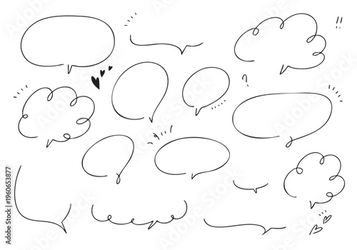 シンプルな線画の吹き出しセット