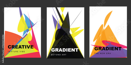 Vibrant poster designs with gradient effects and creative typography