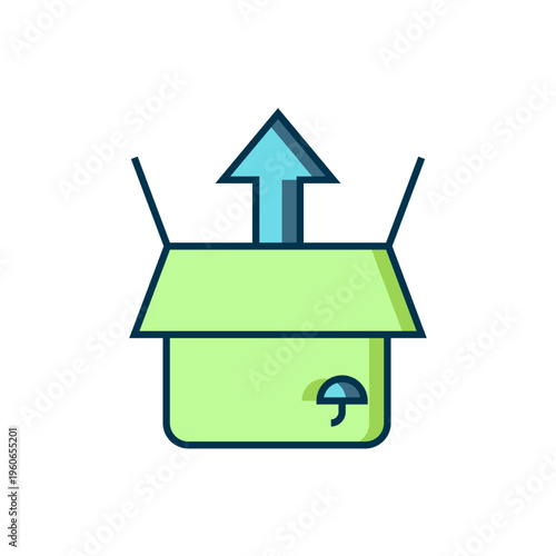 Filled outline Unboxing icon isolated on white background. Flat filled outline style with shadow. Vector