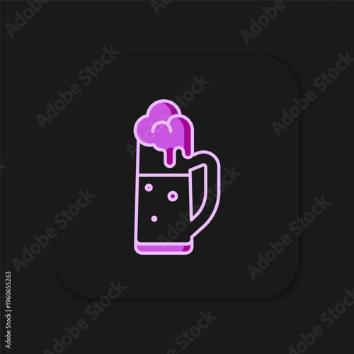 Filled outline Glass of beer icon isolated on black background. Happy Saint Patricks day. National Irish holiday. Flat filled outline style with shadow. Vector
