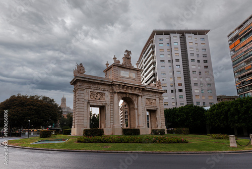 The Sea Gate, called porta de la mar monument in Spanish city, Valencia