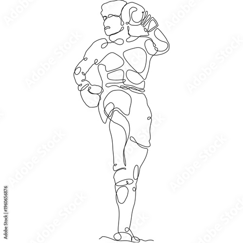 Minimalist one-line Muay Thai fighter performing Wai Kru ritual pose, expressing respect, tradition, and strength. Clean vector style ideal for print, textile, and modern cultural design.