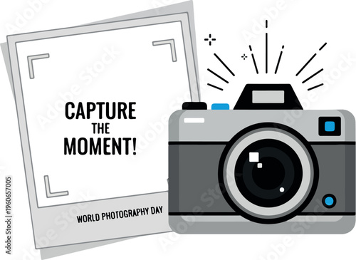 World Photography Day Capture the Moment with this Iconic Camera and Photo Frame Illustration