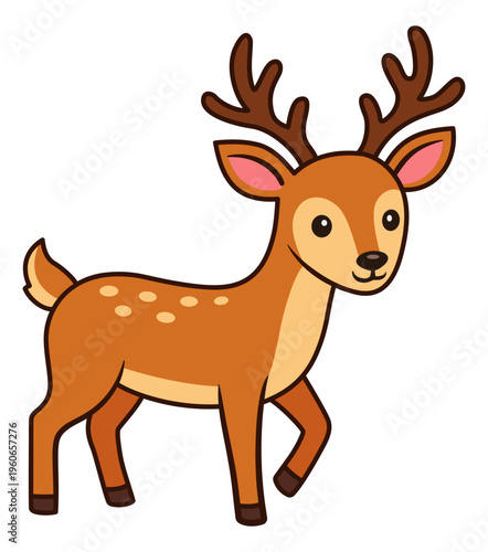 Deer cartoon illustration. Cute fawn clipart
