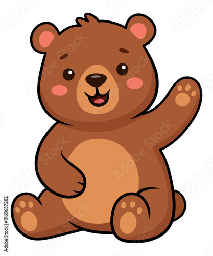 Bear cartoon illustration. Cute bear cub clipart