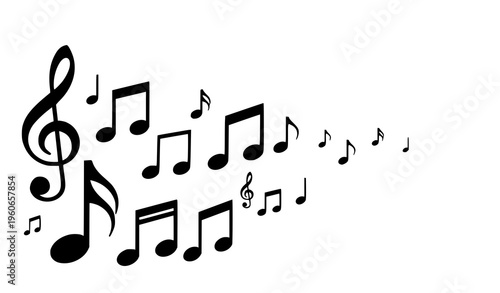 Dynamic Musical Note and Treble Clef Icon Collection Modern Black Vector Illustration