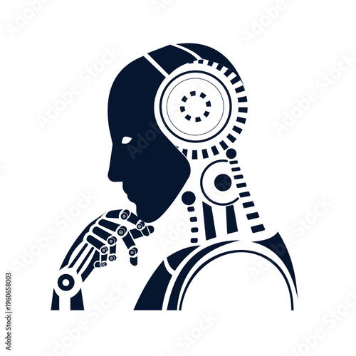 Robot thinking icon vector illustration