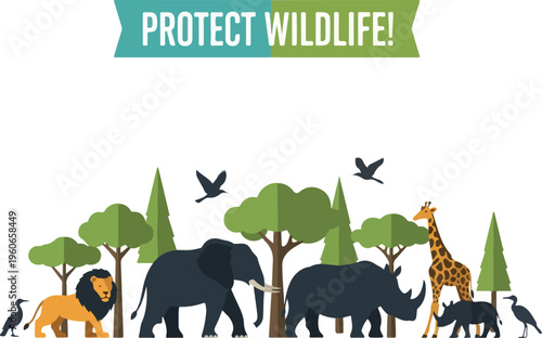 Protect wildlife! Conservation and preservation of endangered animals and their natural habitats