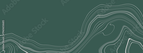 Green and white mountain contour lines. Abstract topographic terrain map