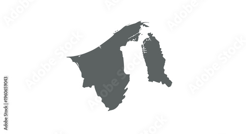 A black silhouette outlines the geographical shape of the nation of brunei darussalam high quality professional