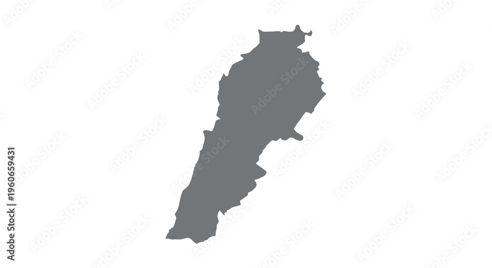 Fototapeta premium A solid black silhouette depicting the geographical shape of lebanon against a white background high quality