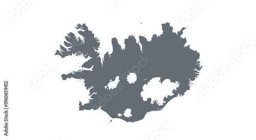 A dark blue abstract silhouette of iceland s landmass against a plain white background high quality