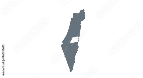 A dark blue silhouette depicting the geographical shape of israel against a white background high quality