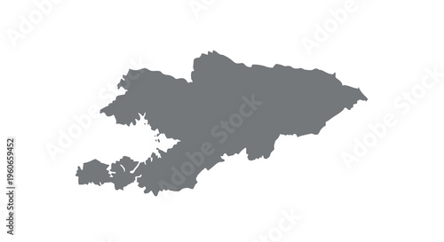A grayscale silhouette depicting the geographical outline of the country of korea high quality professional detailed