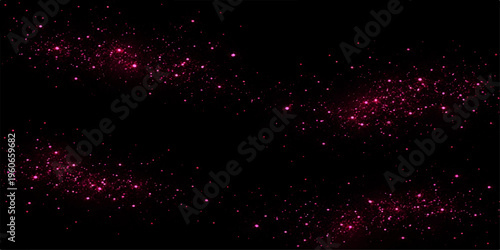 Abstract a celestial display of radiant pink dust particles against the vast darkness of space, creates a sense of wonder and cosmic beauty. The glowing specks twinkle.