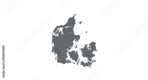 A black silhouette depicts the geographical shape of denmark against a white background high quality professional