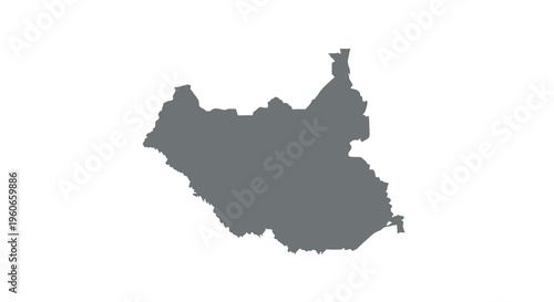 A grayscale outline depicting the geographical shape of south sudan africa high quality professional detailed modern