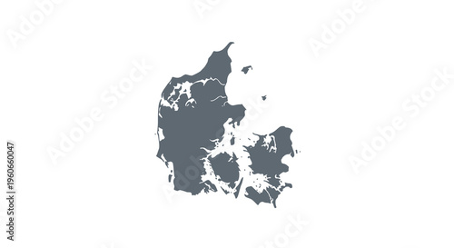 A dark blue silhouette depicts the shape of denmark focusing on its mainland and islands