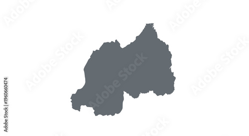 A dark gray silhouette depicting the geographical outline of the nation of rwanda high quality professional