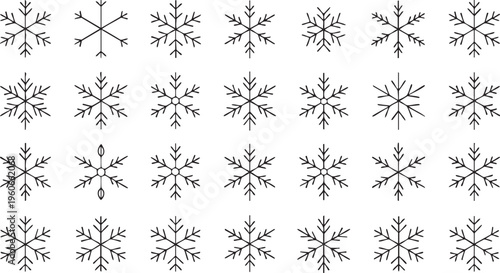 Winter frost icon collection with snowflake symbols for cold weather and holiday themes