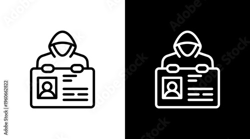 Identity Theft White Icon Set Design
