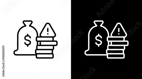 Financial Risk White Icon Set Design
