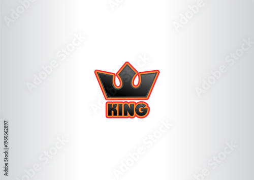 Royal King Text Logo with Crown Symbol in Black and Orange Gradient Style for Gaming, Sports, or Premium Brand Identity