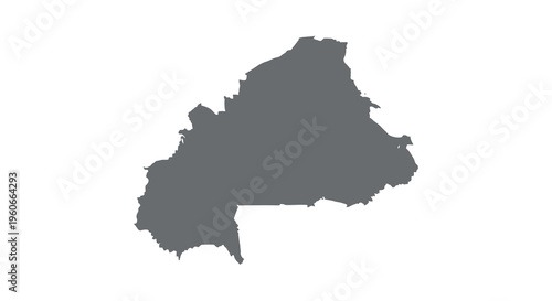 A stark black silhouette depicts the geographical outline of the nation of burkina faso high quality