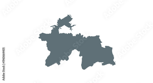 Abstract dark grey shape resembling landmasses or stylized animal silhouette on white high quality professional detailed