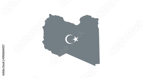 The national flag of libya featuring a dark green field and a white crescent and star