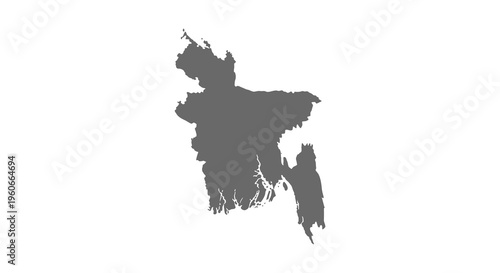 A stark black silhouette outlines the geographical shape of the nation of bangladesh high quality professional