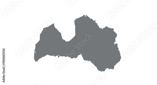 A stark black silhouette representing the geographical outline of latvia against a white background high quality