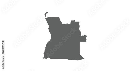 A stark black silhouette depicts the outline of the african nation of angola high quality professional