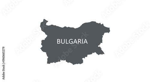 A dark silhouette of bulgaria with the country s name prominently displayed within its borders
