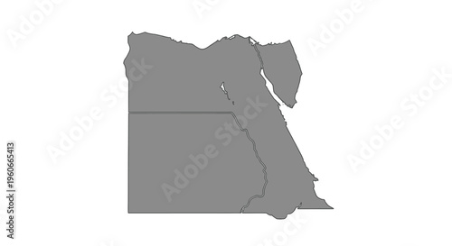 A grayscale outline depicts the geographical shape of egypt including the sinai peninsula high quality professional