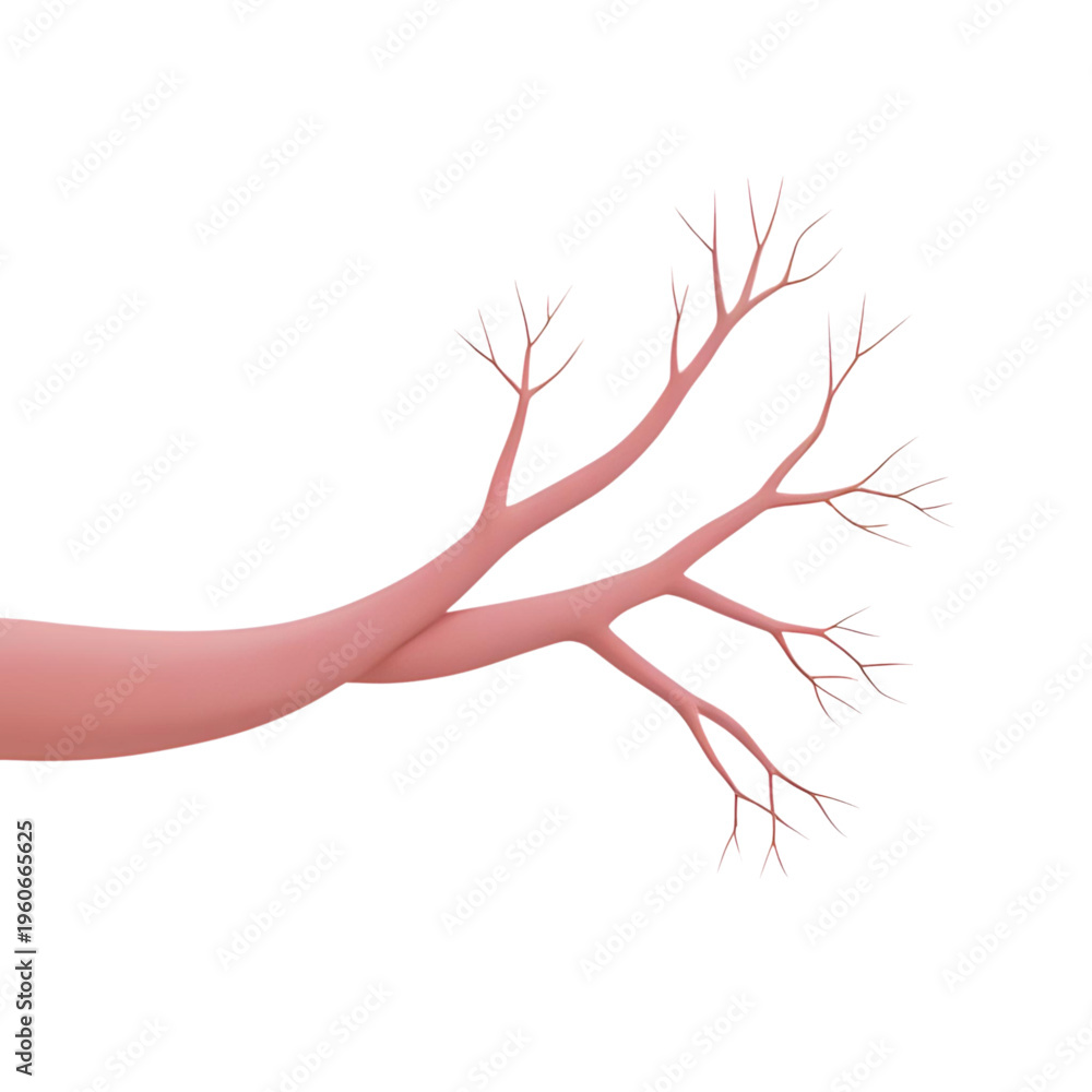 Fototapeta premium The illustration depicts a branching blood vessel network in a human body.