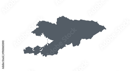 A dark silhouette of the country of kyrgyzstan a central asian nation s outline high quality