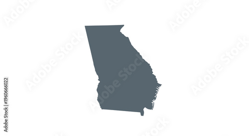 A dark blue silhouette outlines the state of georgia against a stark white background high quality