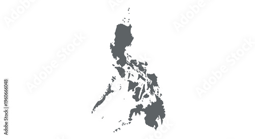 A stark black silhouette depicts the geographical shape of the island nation of the philippines