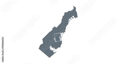 Minimalist graphic of a landmass potentially an island or peninsula in dark blue high quality professional
