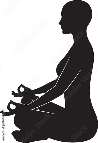 silhouette of a woman sitting in a yoga pose.