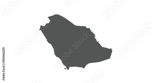 A stark silhouette of saudi arabia s landmass is shown against a plain white background