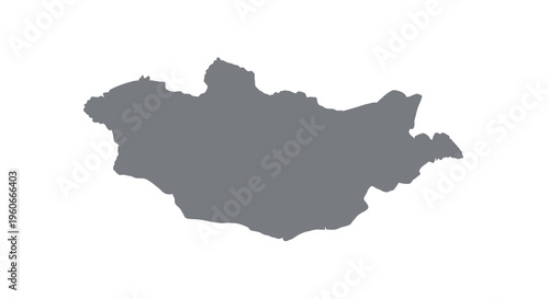 A dark gray silhouette depicts the geographic shape of the country of mongolia high quality professional, Eps 10