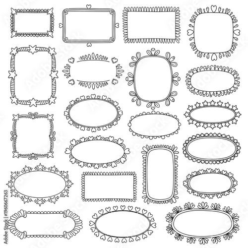 Hand-Drawn Decorative Frames and Borders Collection, Vector Elements for Design