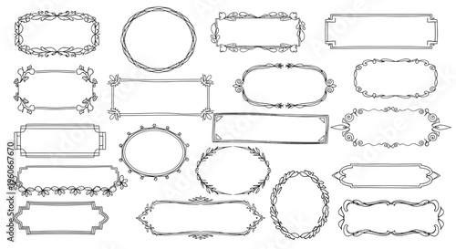 Collection of Decorative Hand-Drawn Frames and Borders