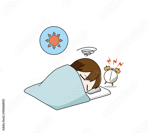 寝起きが悪い女子のイラスト